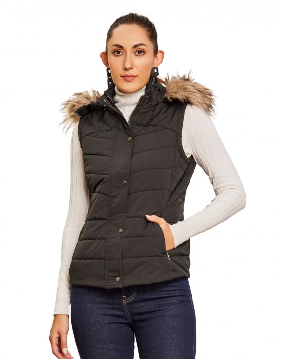 Women Sleeveless Jacket Sleeveless Black Color