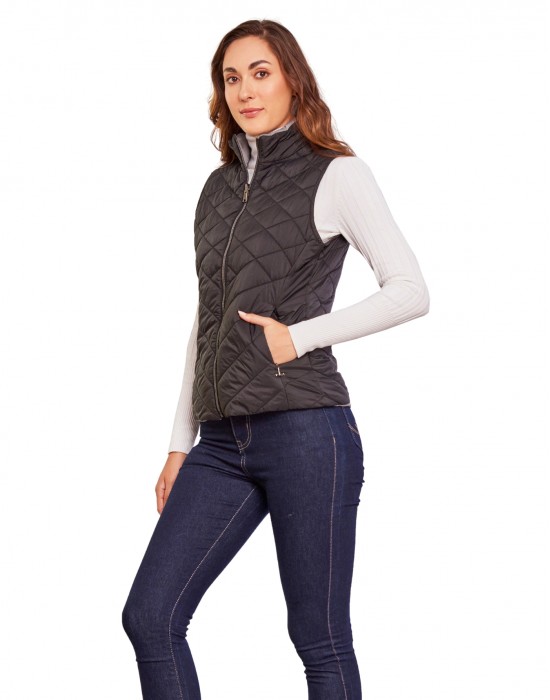 Women Sleeveless Jacket Sleeveless Black Color