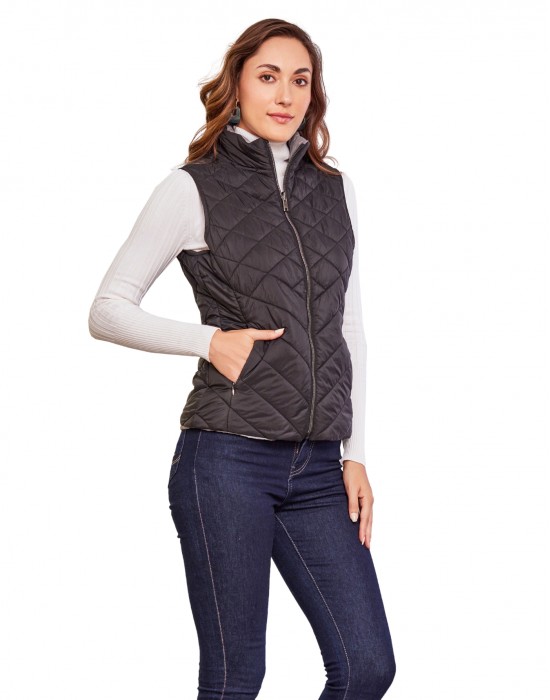 Women Sleeveless Jacket Sleeveless Black Color