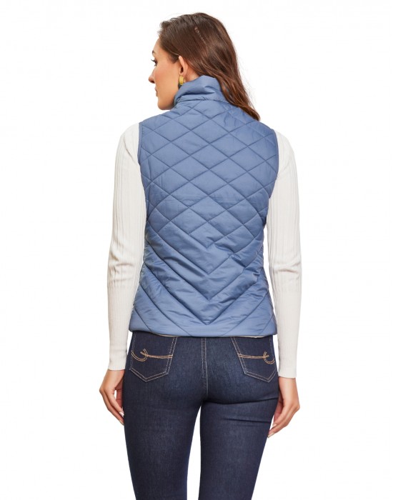 Women Sleeveless Jacket Sleeveless Blue Color