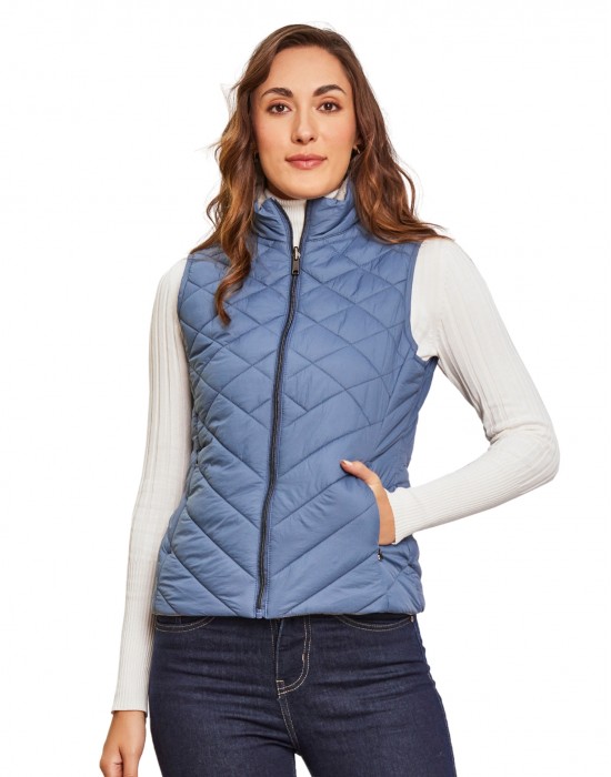 Women Sleeveless Jacket Sleeveless Blue Color