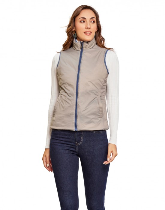 Women Sleeveless Jacket Sleeveless Blue Color