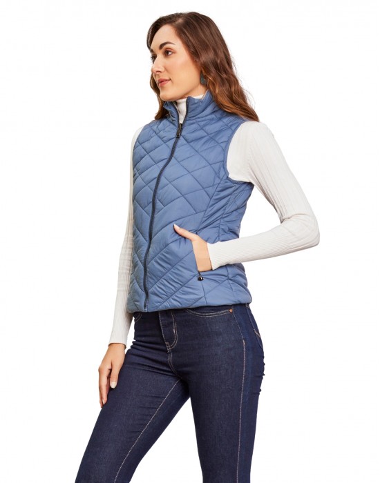 Women Sleeveless Jacket Sleeveless Blue Color