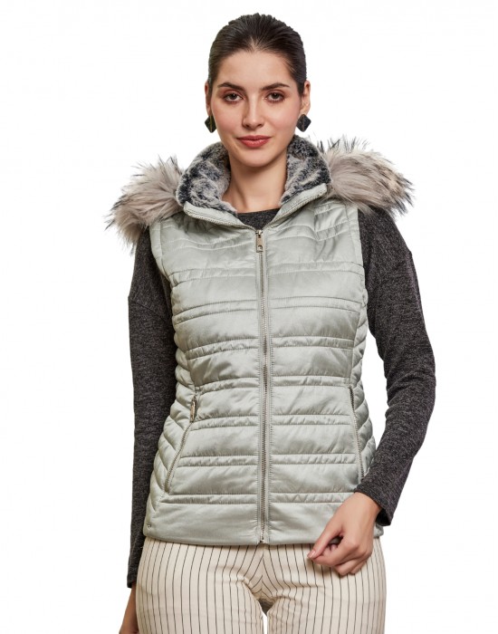 Women Sleeveless Jacket Sleeveless Aqua Color