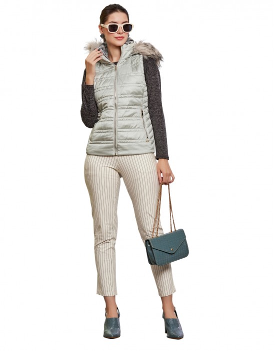 Women Sleeveless Jacket Sleeveless Aqua Color