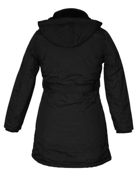 Ladies long Belted Jacket Black on Rent