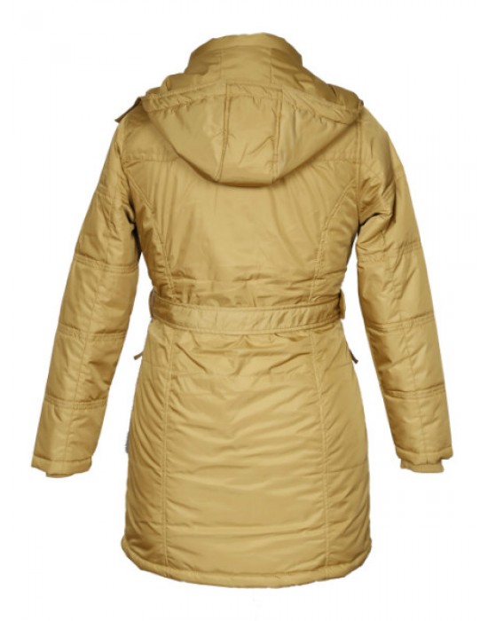 Ladies long Belted Jacket Gold on Rent