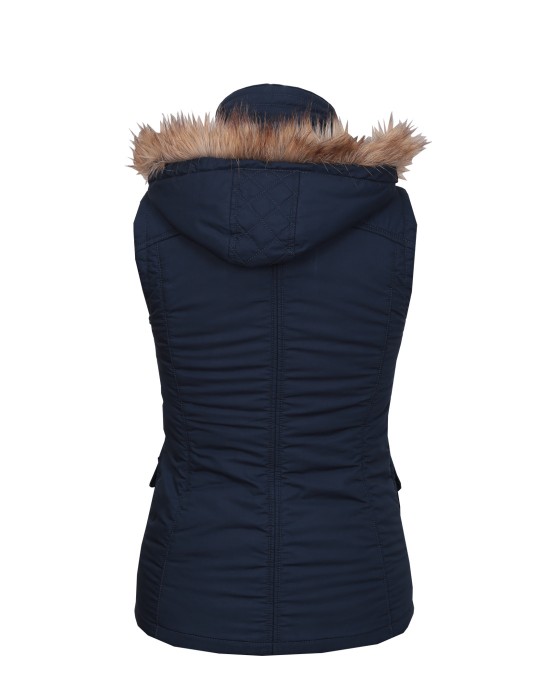 Ladies Sleeveless Quilted Jacket Navy