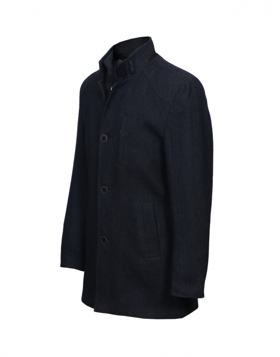 Men Coat Dark Grey Self Design