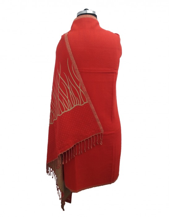 Woolblend Women Shawl red reversible shawls