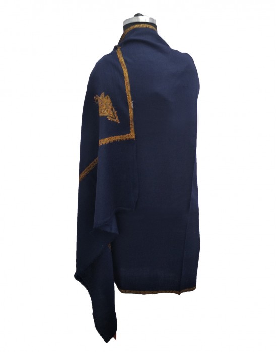 Kashmiri embroidery designer shawl navy