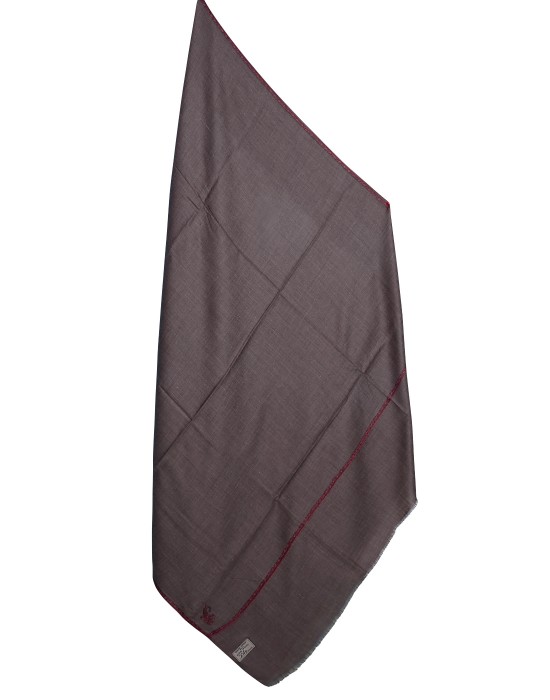 Mens Pure wool lohi with Kashmiri Border DBrown