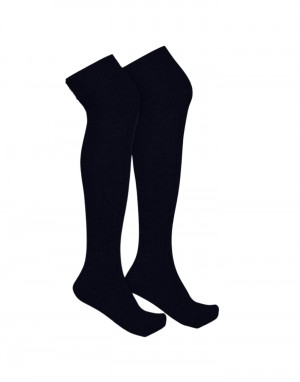  pure wool Long stocking plain design Black