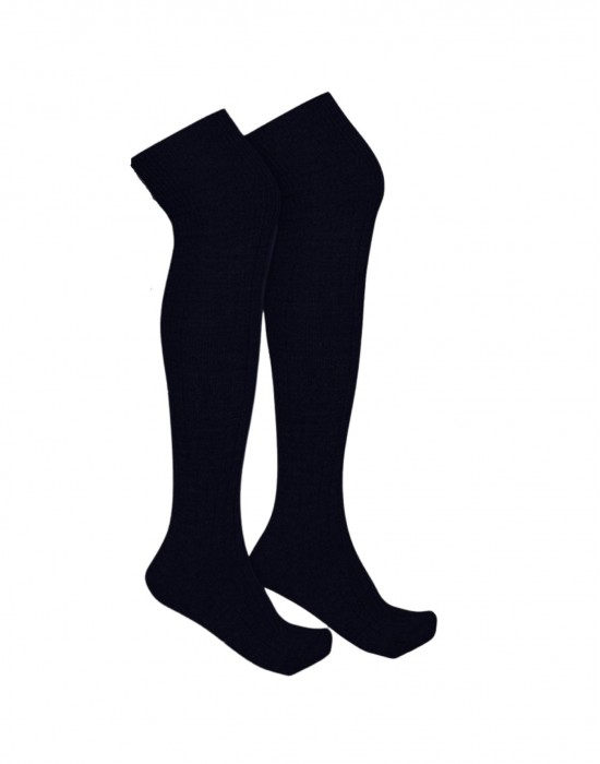  pure wool Long stocking plain design Black