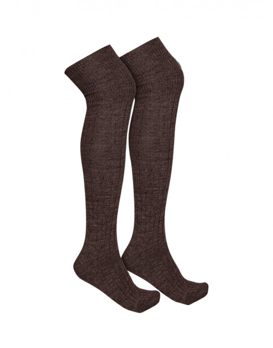  pure wool Long stocking plain design Brown