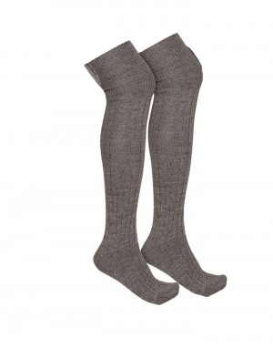  pure wool Long stocking plain design Grey