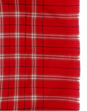 Semi Pashmina Stole Red Color fine check