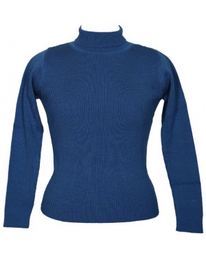 Girls Sweater High Neck Blue