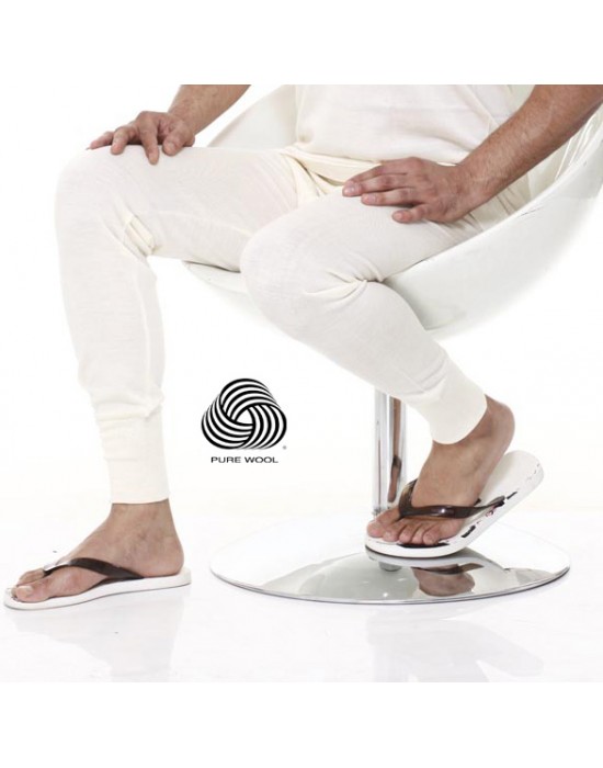 Pure Wool Mens Long John Plus Size Cream