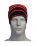 unisex woollen cap stripes with fleece inside red