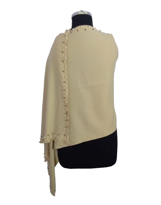 Woolblend Plain Women Stole Plain design with side moti border