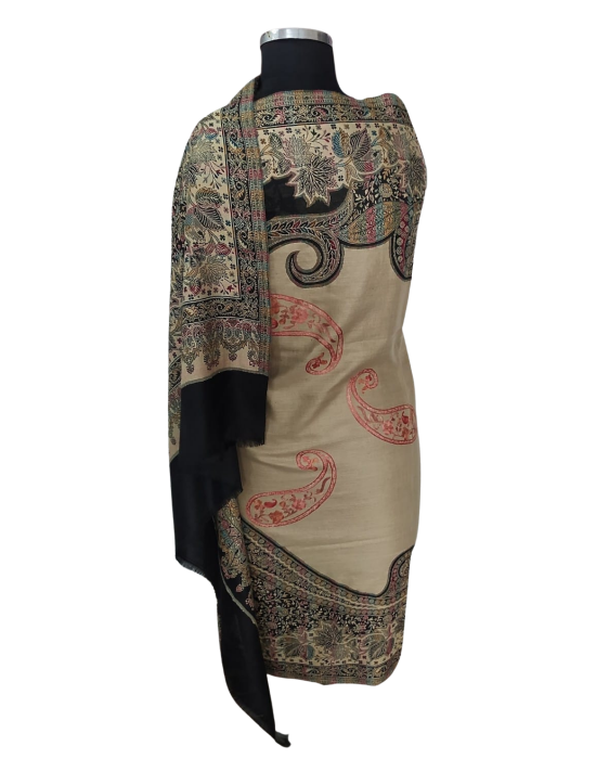 Women  Shawls Embroidery design Black