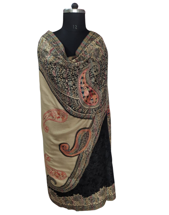 Women  Shawls Embroidery design Black