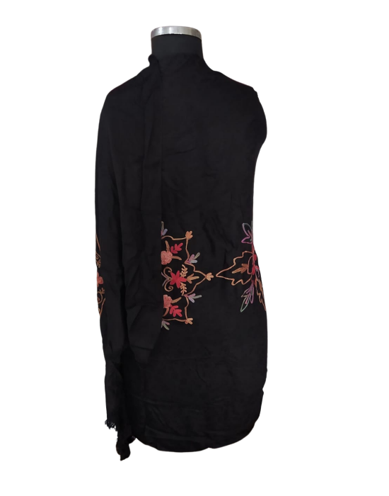 Women  Shawls Embroidery design Black