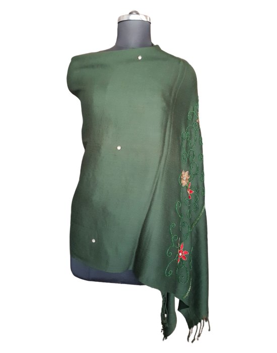 Women Stone Work Stole Green