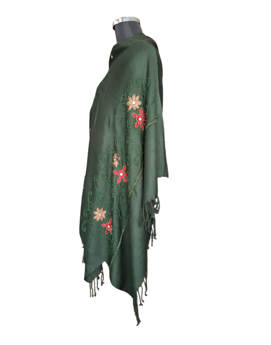 Women Stone Work Stole Green