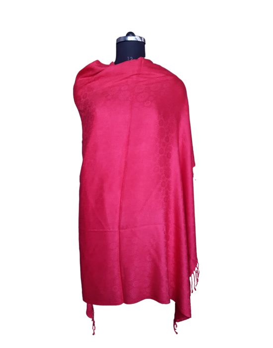 Women viscose Self Design stole pink