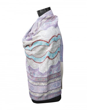 Women pure wool shawls embroidery cream