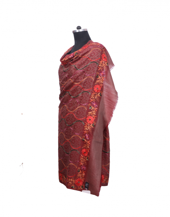 Women shawl multi embroidery garvi design 