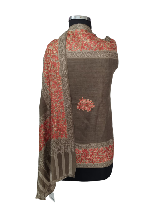 Women  Shawls Embroidery design Brown