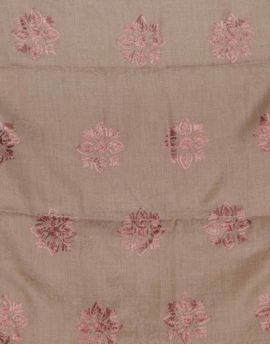 Blended Wool Floral Embroidery Stripes Border Shawl