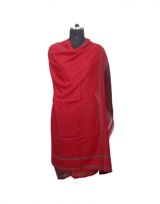 Pure wool Plain With Border Two Stripes Maroon shawl 