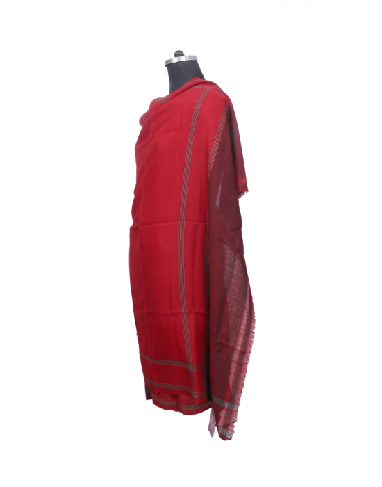 Pure wool Plain With Border Two Stripes Maroon shawl 