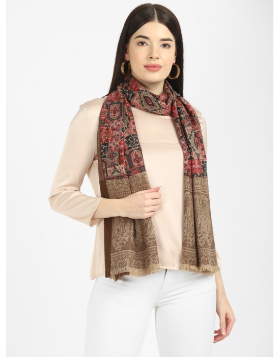 women flower print design Shawl brown