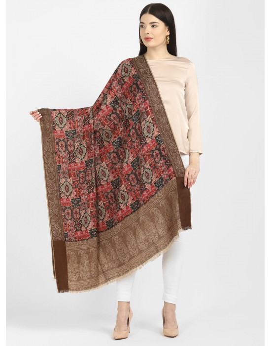 women flower print design Shawl brown
