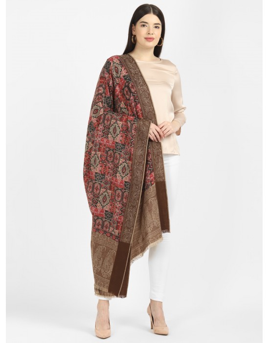 women flower print design Shawl brown