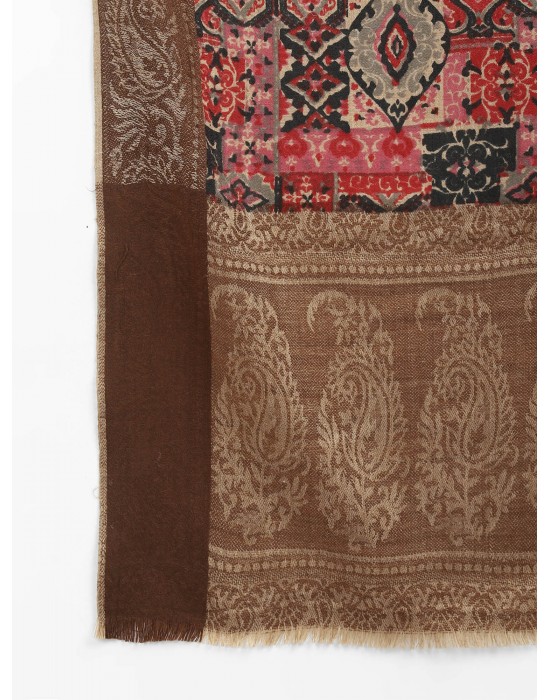 women flower print design Shawl brown