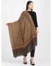 Women pure wool shawls plain self side strips  design brown