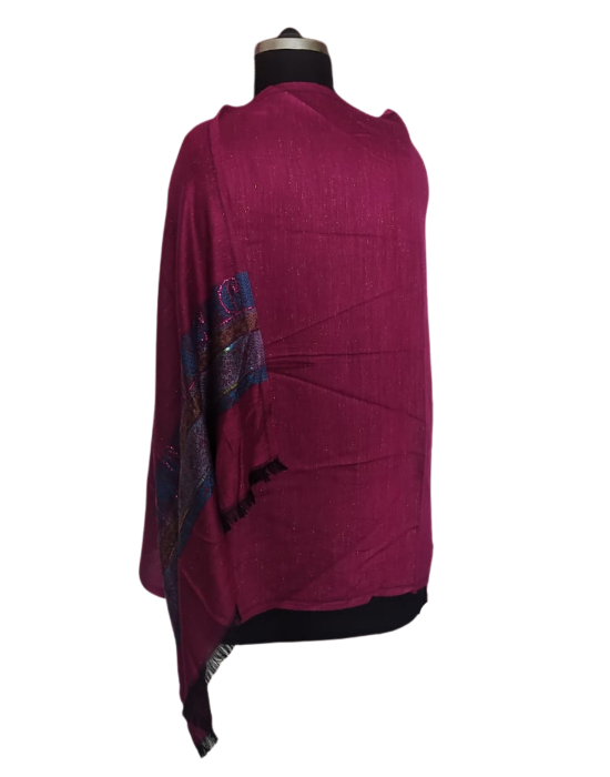 Women  Stole Self design maroon