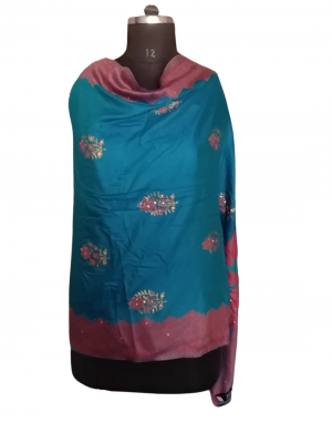Women  Stole Flower print Stone Blue
