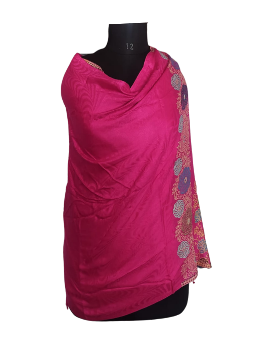 Women  Stole Self design Pink