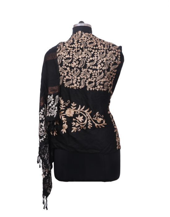 Women Stole hand embroidery black