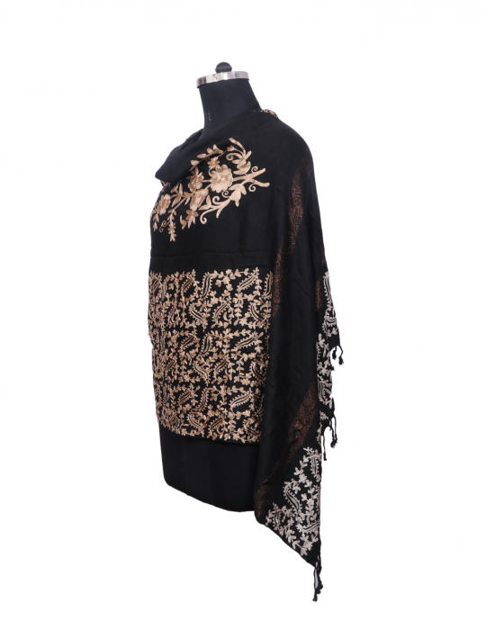 Women Stole hand embroidery black