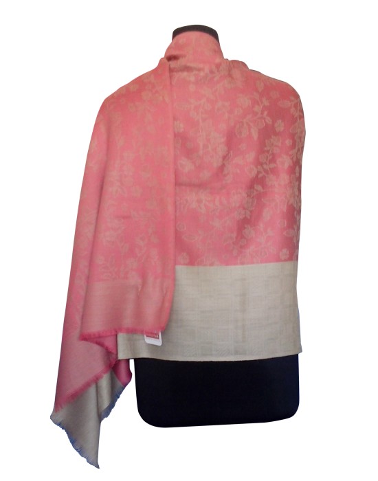 Woolblend Printed Stole Pink Cream