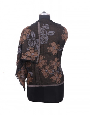 Women Stole flower design black