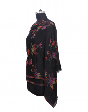 Women Stole flower design black